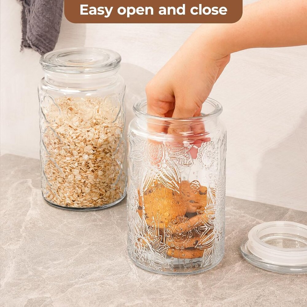 32oz Vintage Glass Jar With Lid, Glass Storage Containers, Airtight Kitchen Stor - Picture 6 of 7